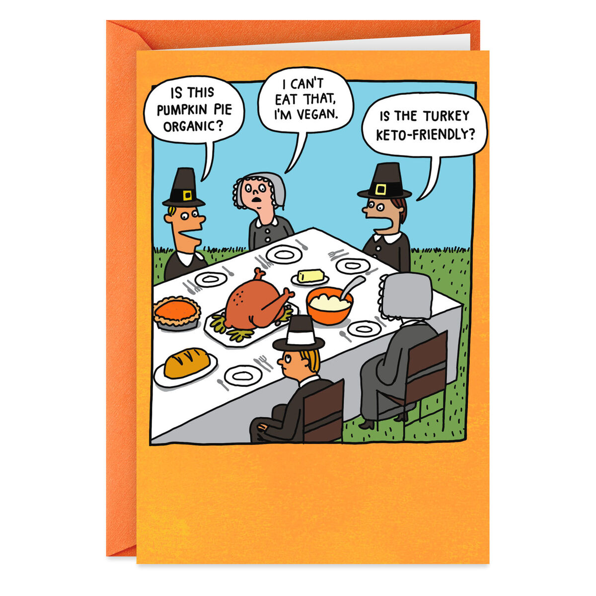 Picky Eater Pilgrims Funny Thanksgiving Card - Greeting Cards - Hallmark