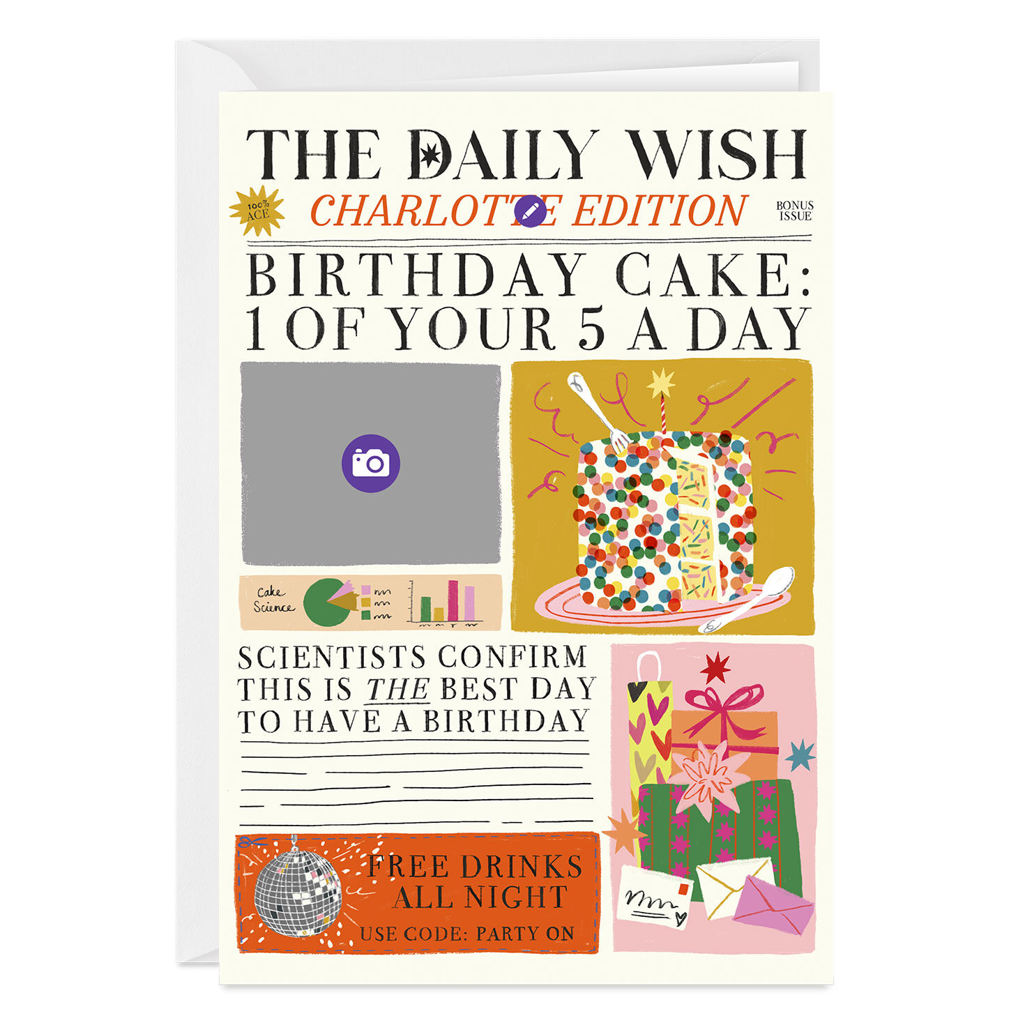 Birthday Cake News Custom Card, , large image number 3
