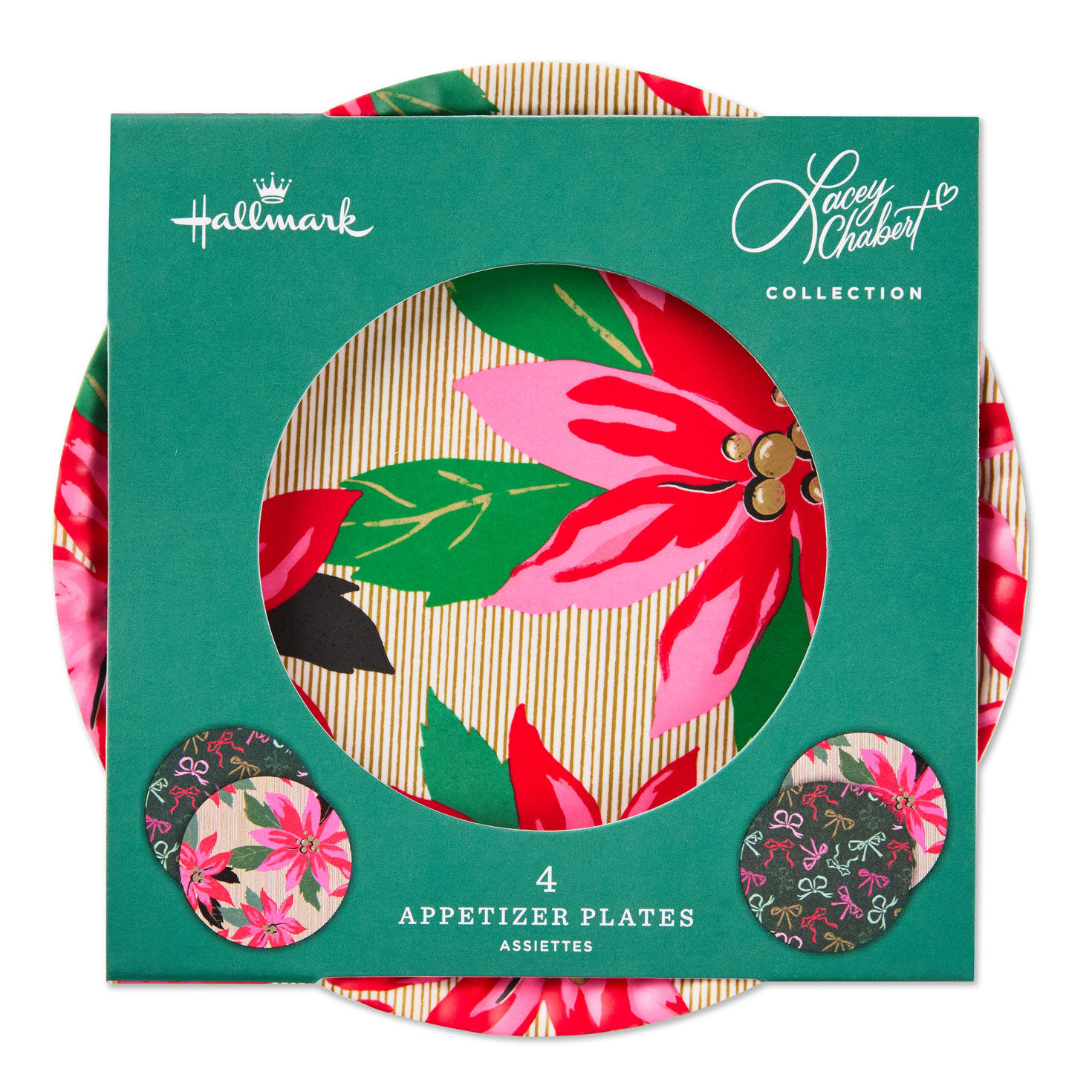 Lacey Chabert Collection Bow and Poinsettia Appetizer Plates, Set of 4 for only USD 25.99 | Hallmark