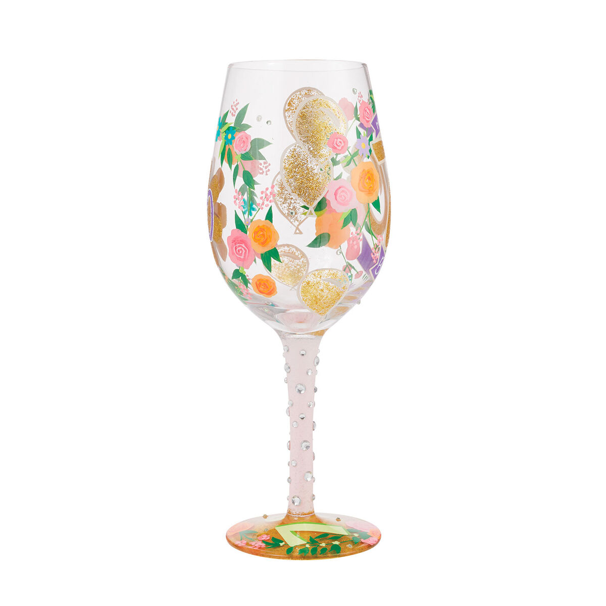 Lolita Happy 70th Birthday Handpainted Wine Glass, 15 oz. Wine
