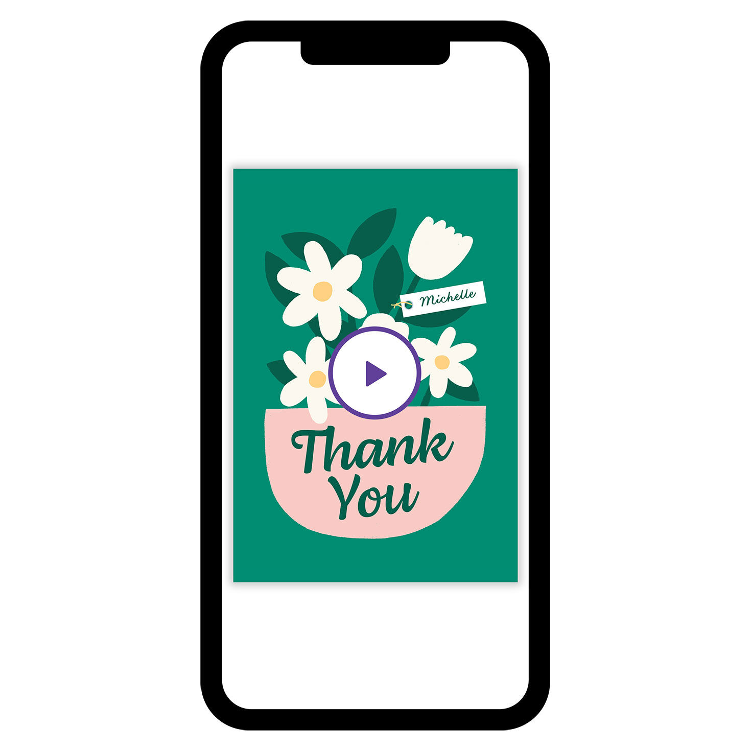 Bold Bouquet Personalized thank you Card phone with card front image number 1