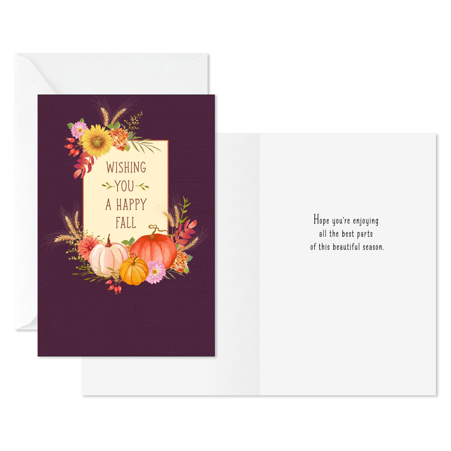 Cornucopia on Purple Fall Season Cards Pack Card Front with Sentiment image number 2