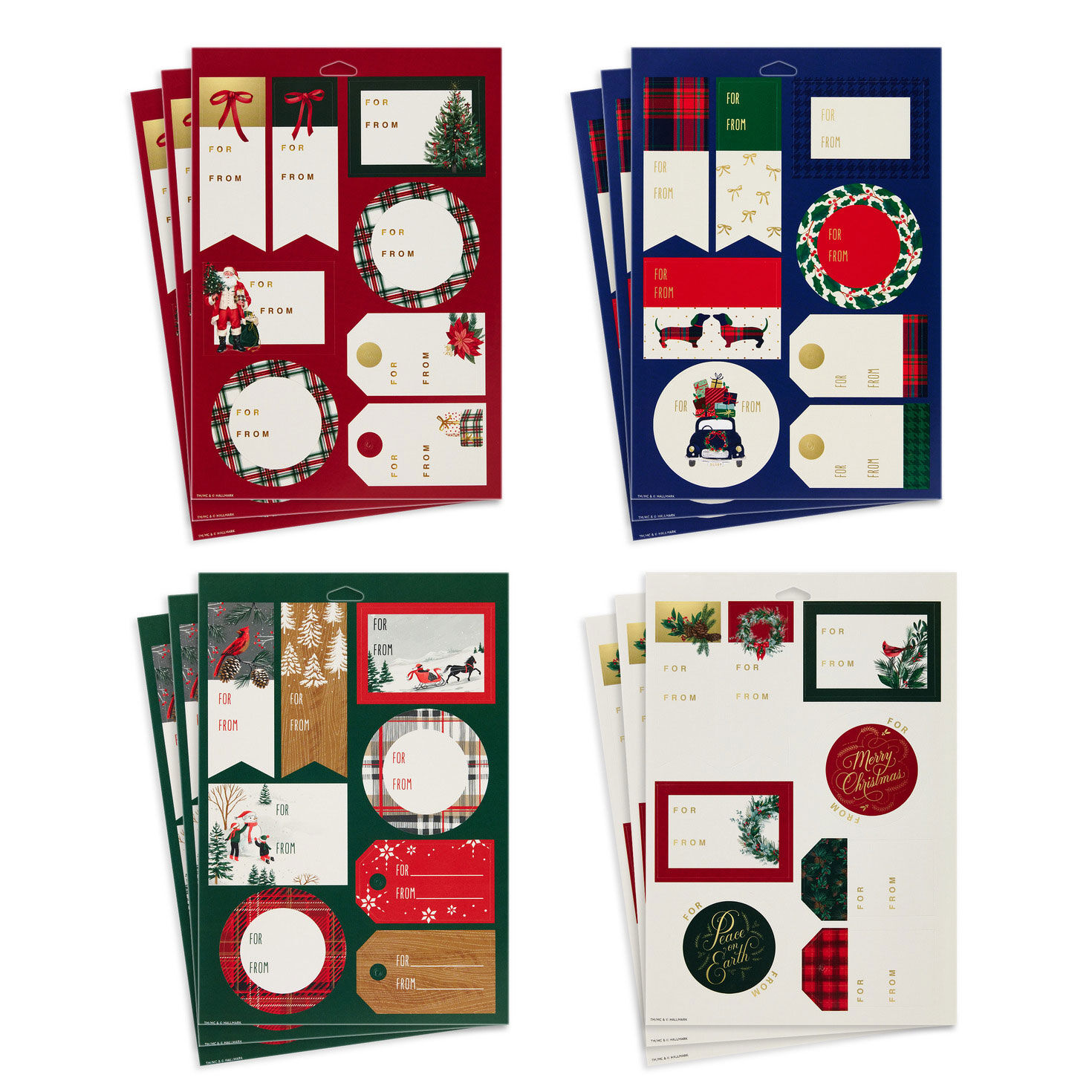 Classic Icons Christmas Gift Tag Stickers, 12 sheets