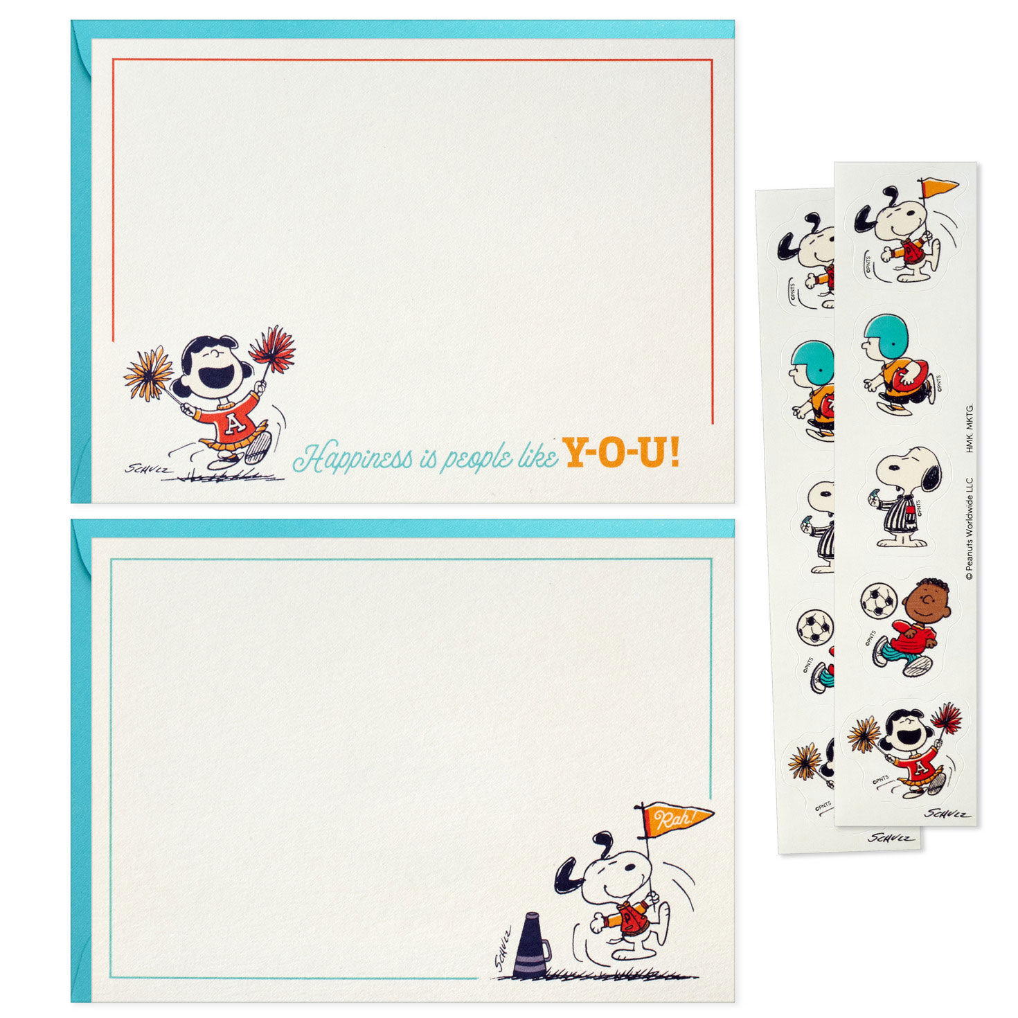 Peanuts Happy Cheers Flat Blank Note Cards With Seals, Pack of 10