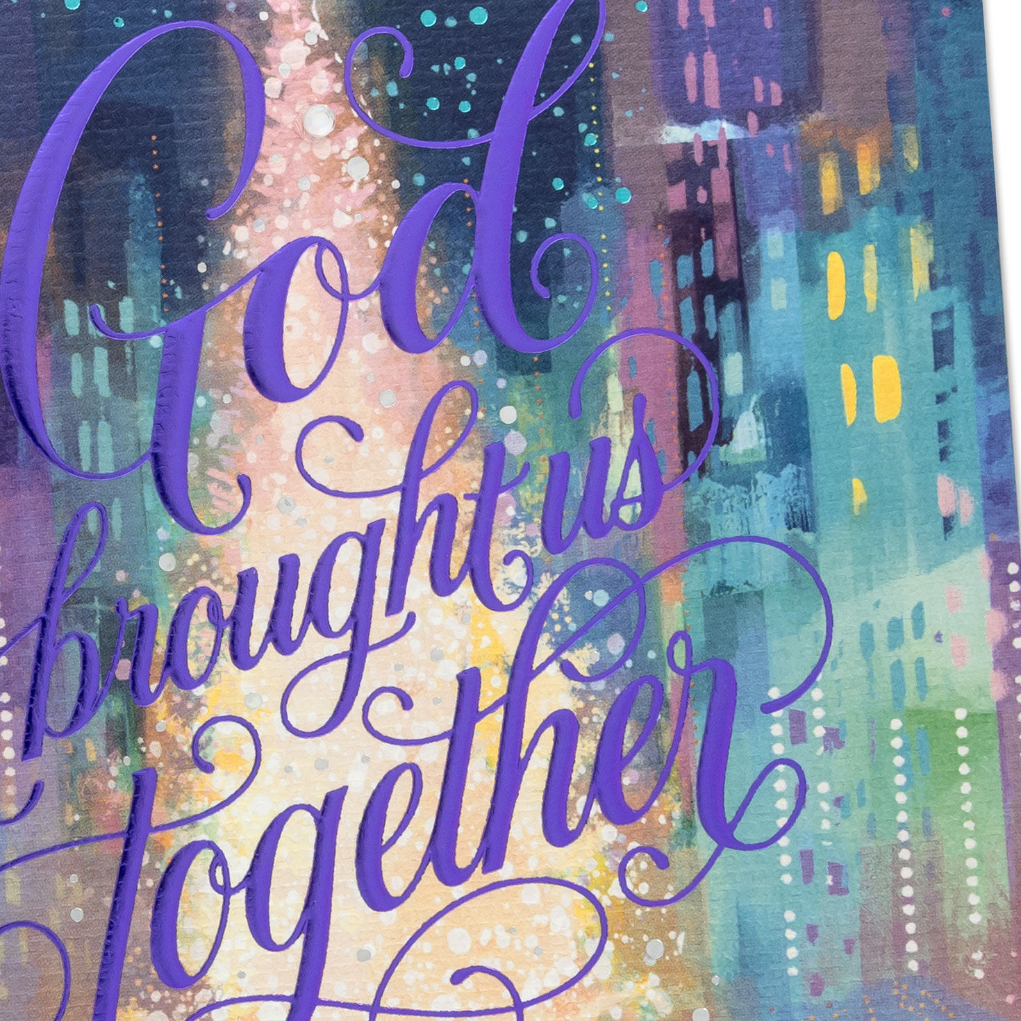 Couple With Tree in City Christmas Card Card Front Detail image number 5