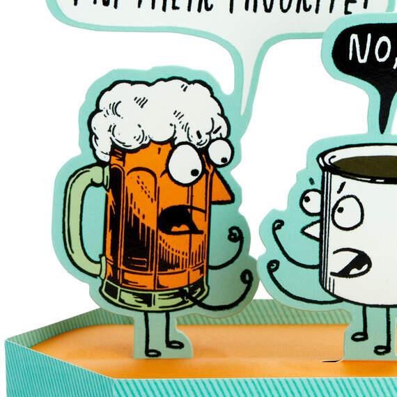 Beer vs. Coffee Funny 3D Pop-Up Birthday Card, , large image number 4