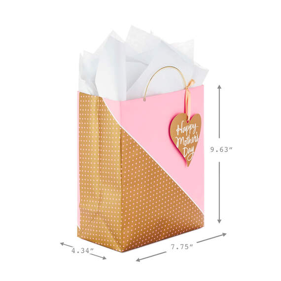 9.6" Pink and Gold Medium Mother's Day Gift Bag With Tissue, , large image number 3