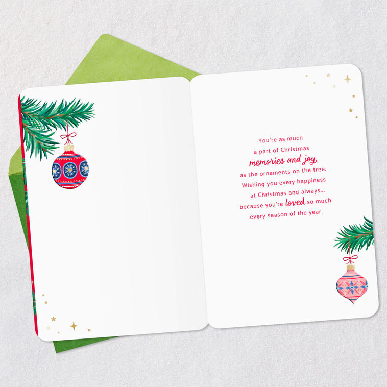 Stylish Ornaments Christmas Card for Granddaughter Open card with envelope image number 3