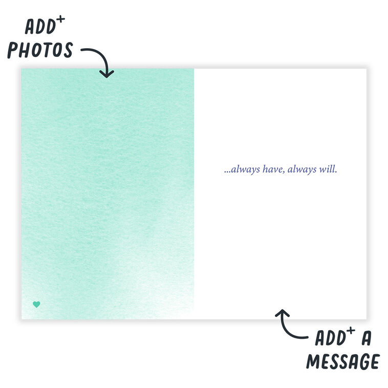 Teal Ombre Pattern Personalized Son Card Open Card indicating personalization image number 3