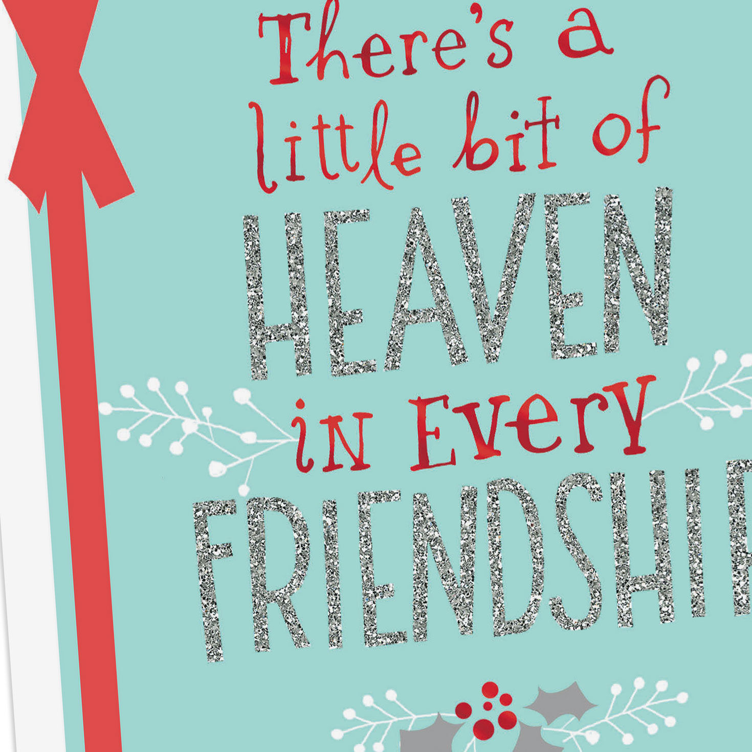 Glitter Holly Friendship Religious Christmas Card Card Front Detail image number 5