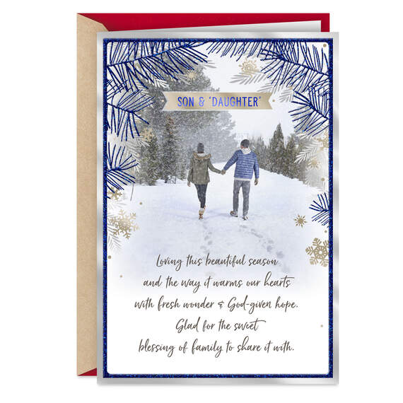 Blessings and Love Religious Christmas Card for Son and Daughter-in-Law, , large image number 1