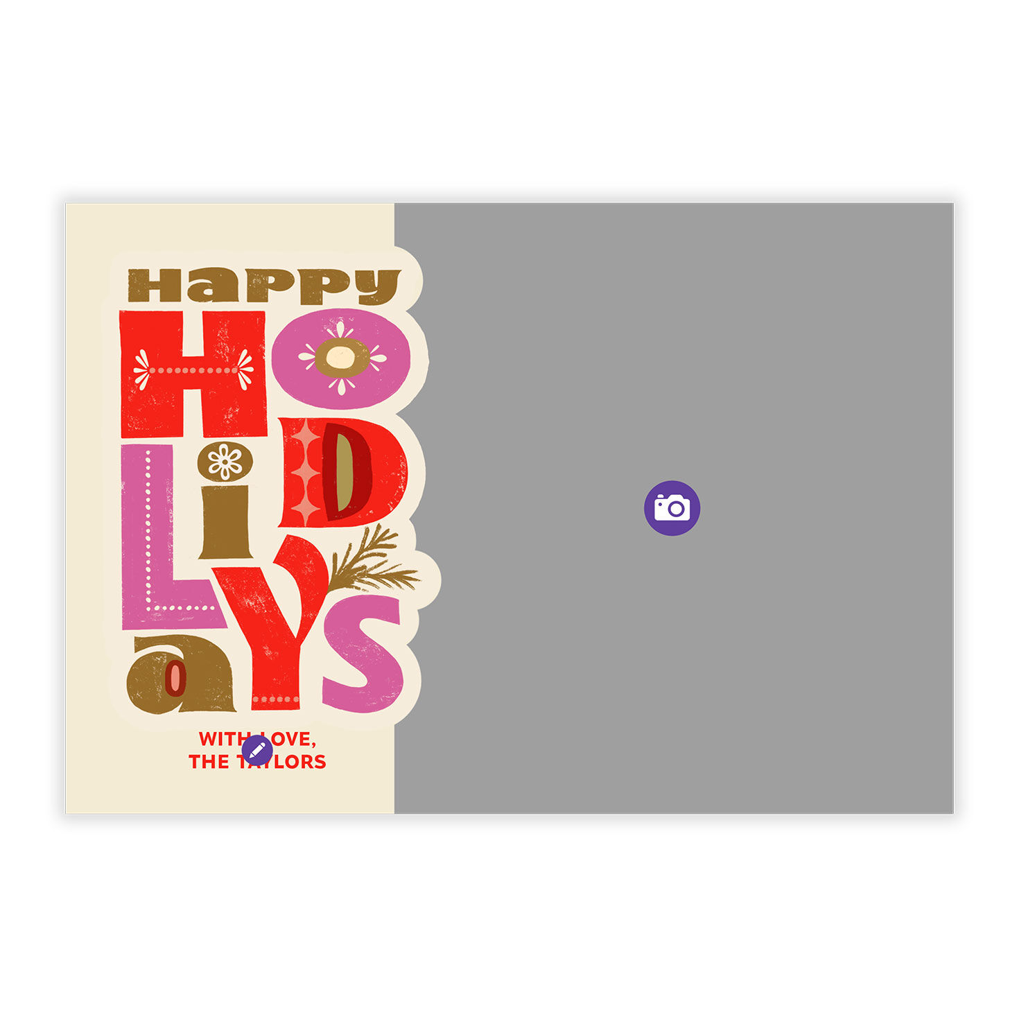 Bold Folk Art Lettering Flat Holiday Photo Card, , large image number 5