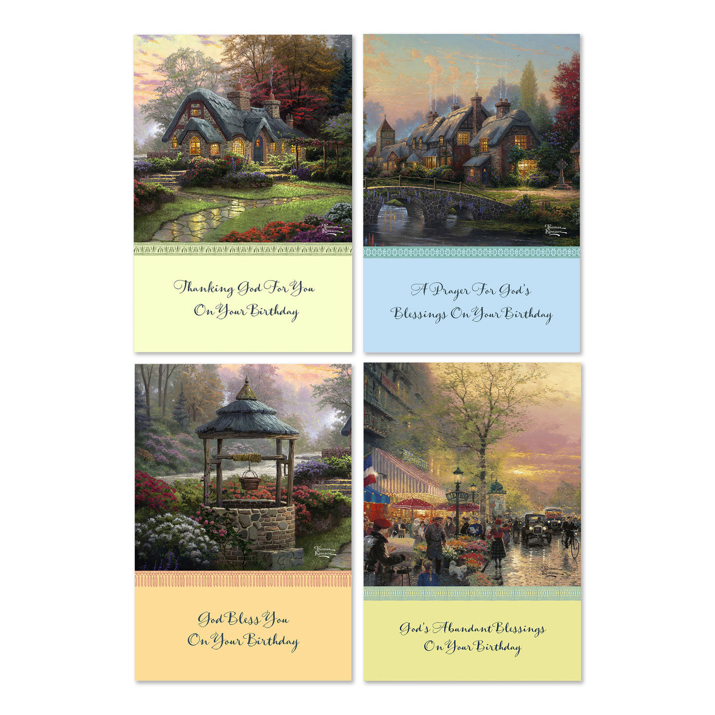 Thomas Kinkade God's Blessings Assorted Religious Birthday Cards, Box of 12