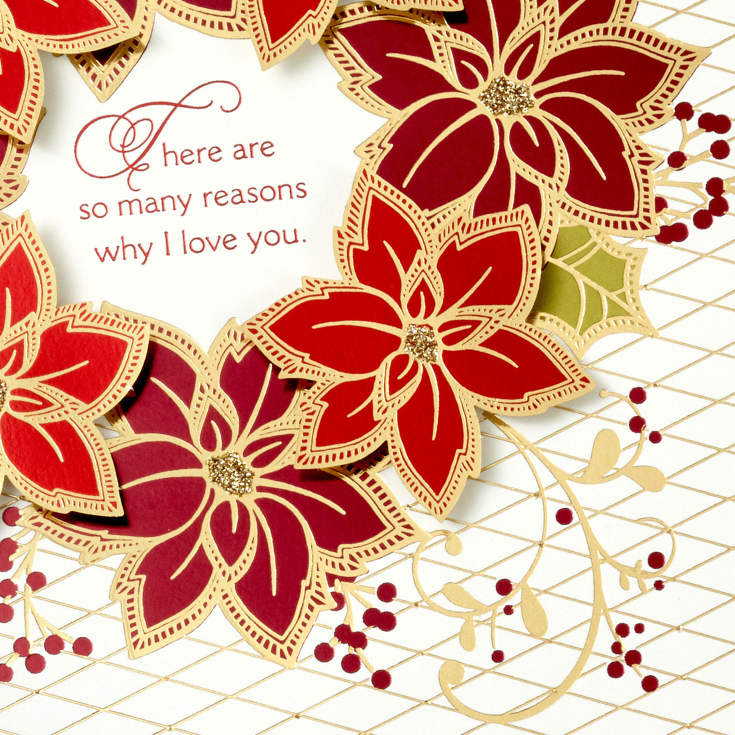 Poinsettia Flower Wreath Wife Christmas Card Card Front Detail image number 6