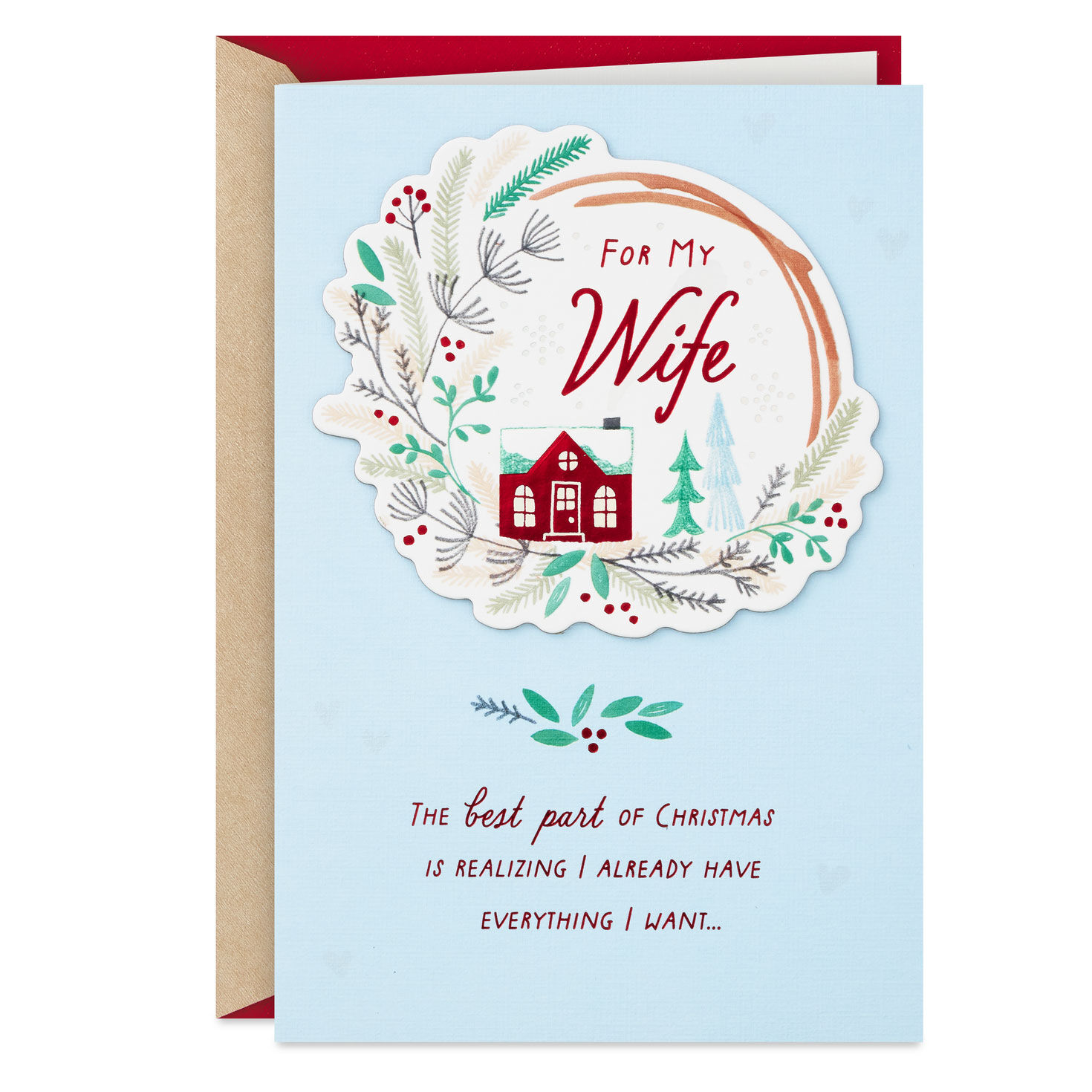 Love You and Our Life Together Romantic Christmas Card for Wife