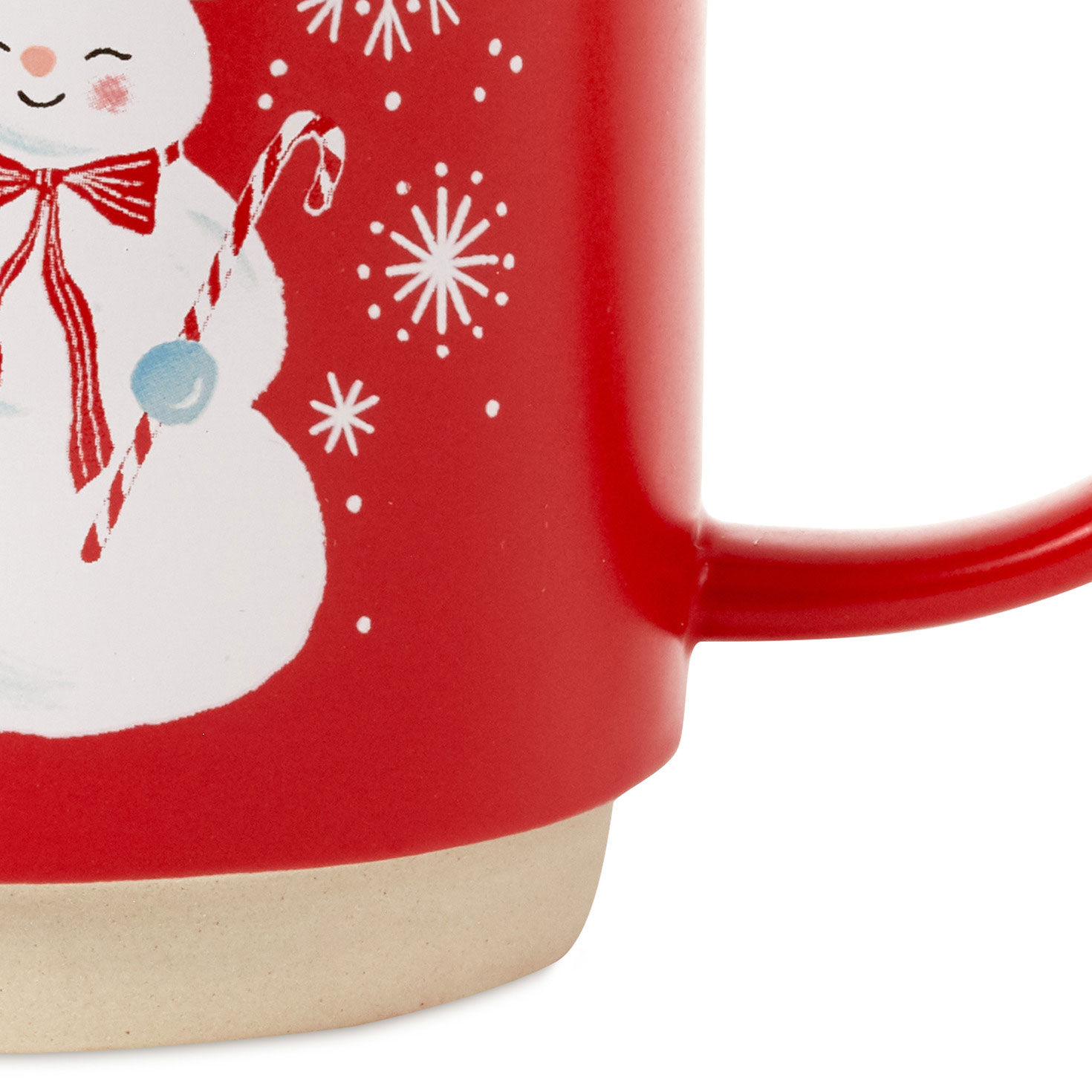 Vintage Snowman Red Ceramic Mug upclose view image number 4
