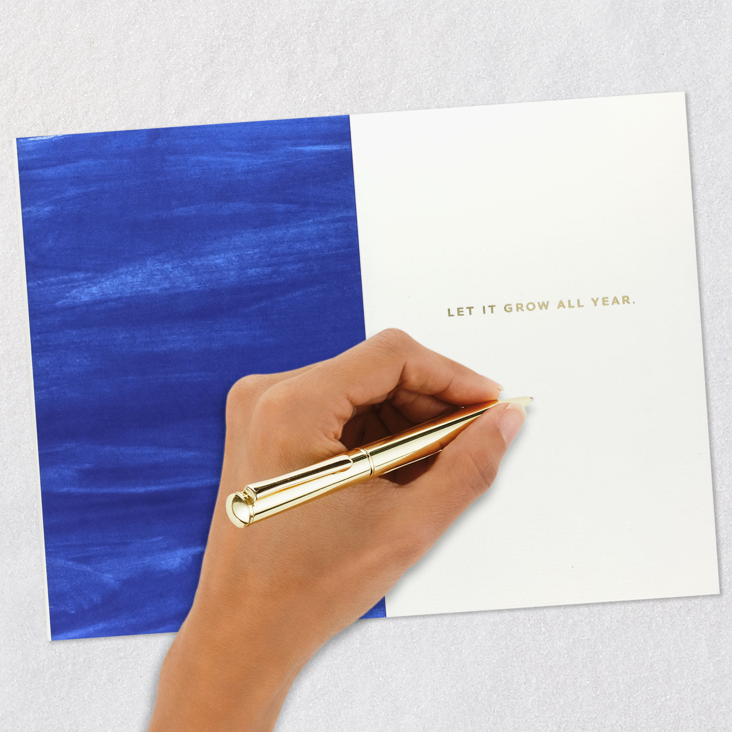 Abstract Blue and White Flowers Birthday Card Signing card image number 6