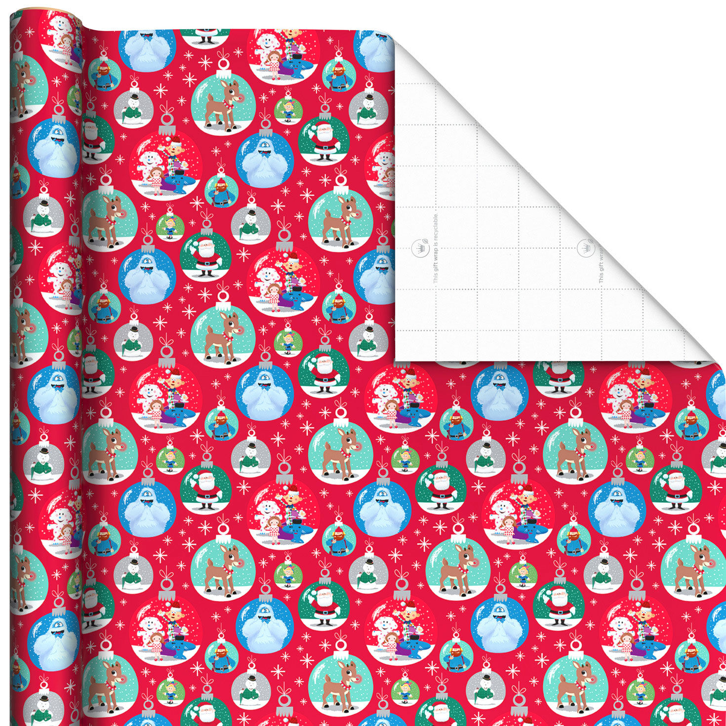 Rudolph the Red-Nosed Reindeer® Ornaments Jumbo Christmas Wrapping Paper, 70 sq. ft.