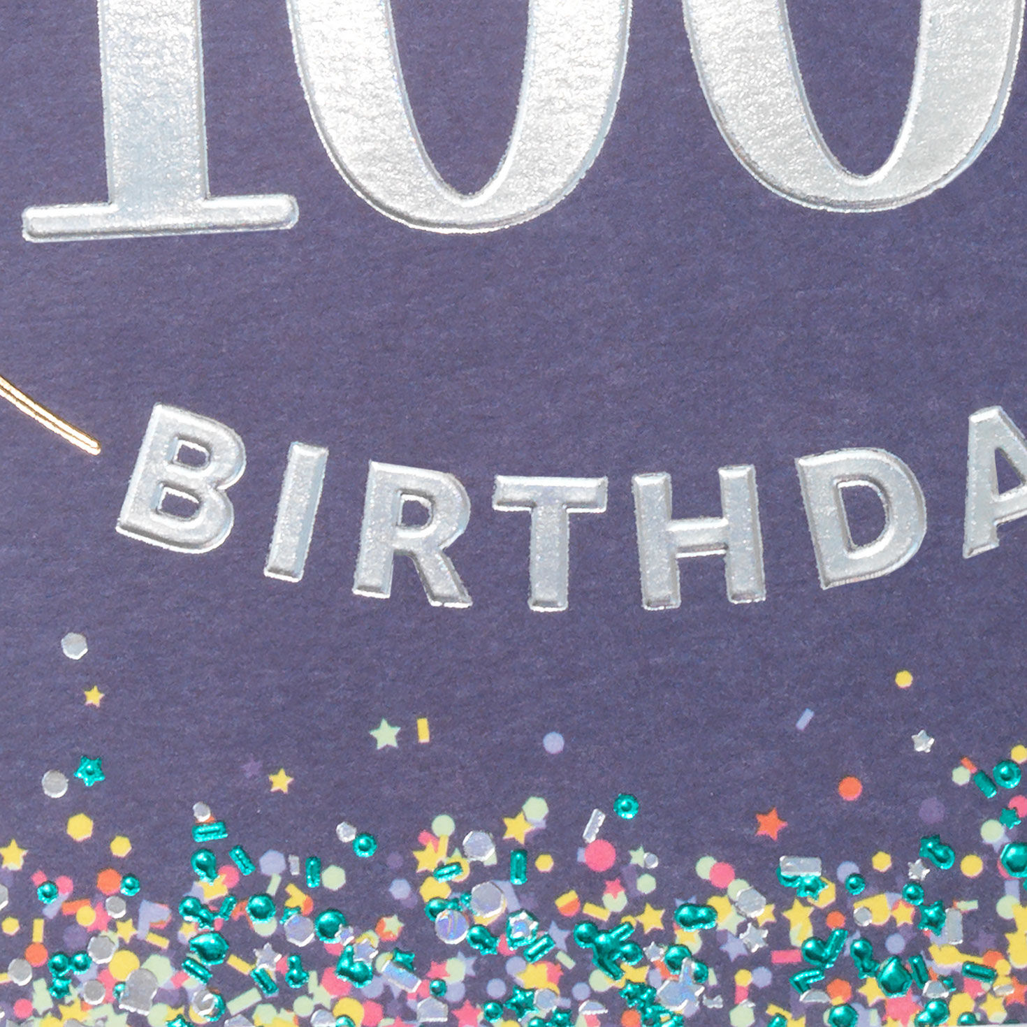 Silver Foil on Navy 100th Birthday Card Card Front Detail image number 5