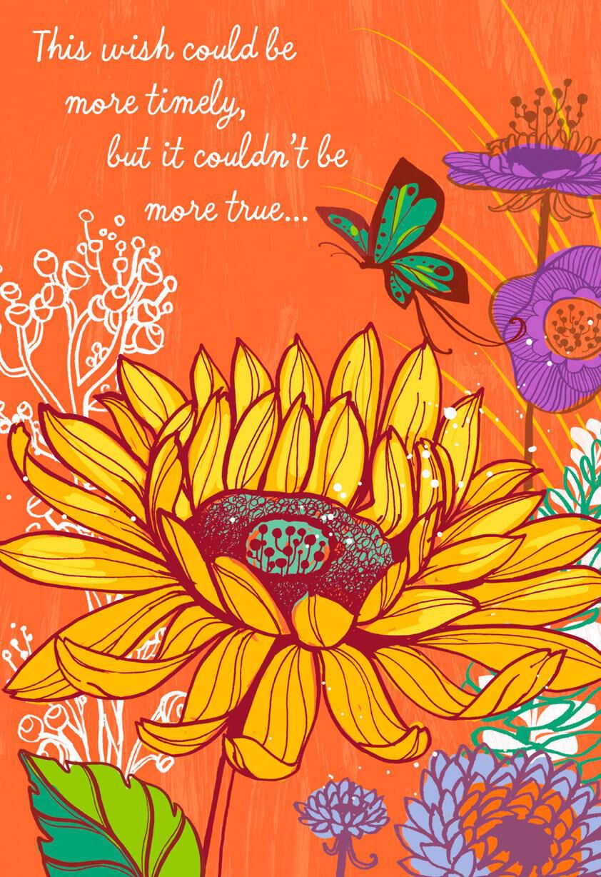 Mum With Flowers and Butterfly Birthday Card