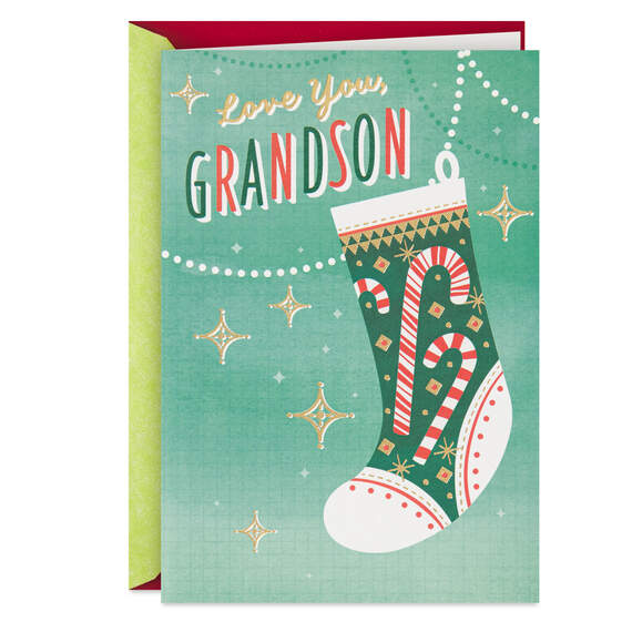 Thoughtful, Kind, Loved Christmas Card for Grandson, , large image number 1