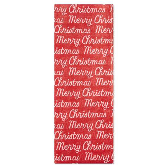 White Merry Christmas on Red Tissue Paper, 6 sheets