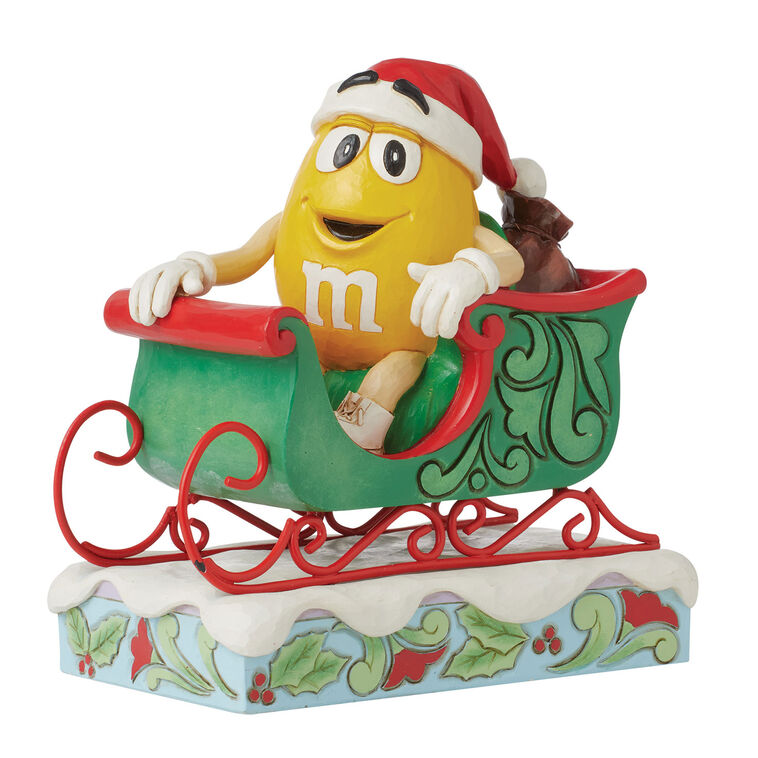 Jim Shore M&M'S Yellow in Sleigh Figurine, 5.7"