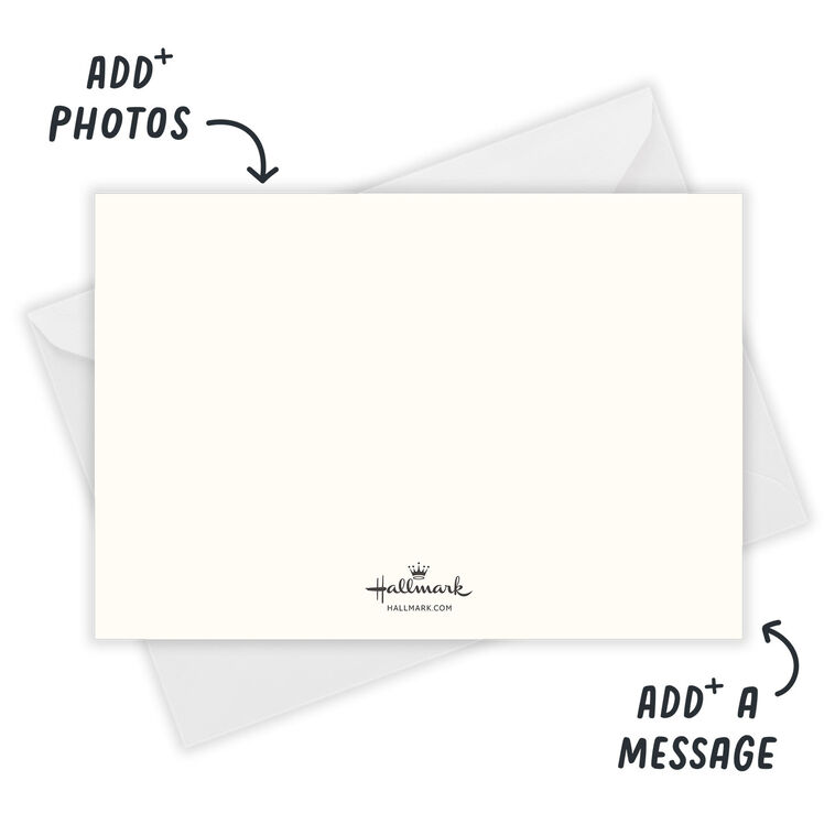 Red White Christmas Postcard Personalized Photo Card Card back with Envelope indicating personalization image number 3