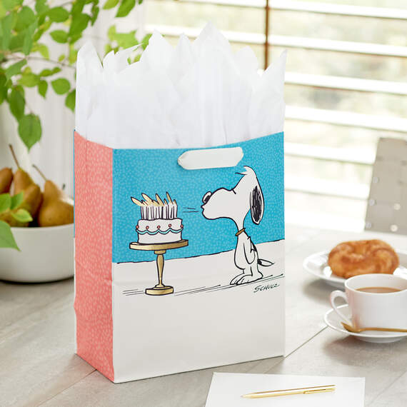 13" Peanuts® Snoopy With Birthday Cake Gift Bag, , large image number 2