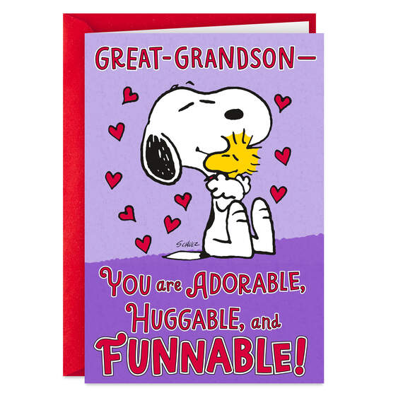 Peanuts® Snoopy and Woodstock Funnable Valentine's Day Card for Great-Grandson, , large image number 1