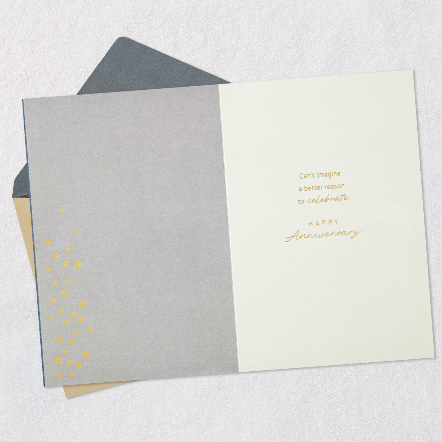 Cheers to Love Champagne Toast Anniversary Card Open card with envelope image number 3