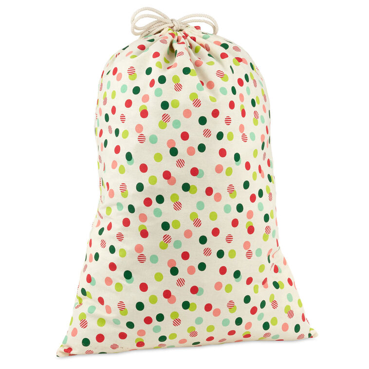 Merry and Bright Dots Christmas Fabric Gift Bag  image number 5