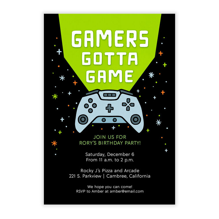 Video Gamer Birthday Invitation, , large image number 5