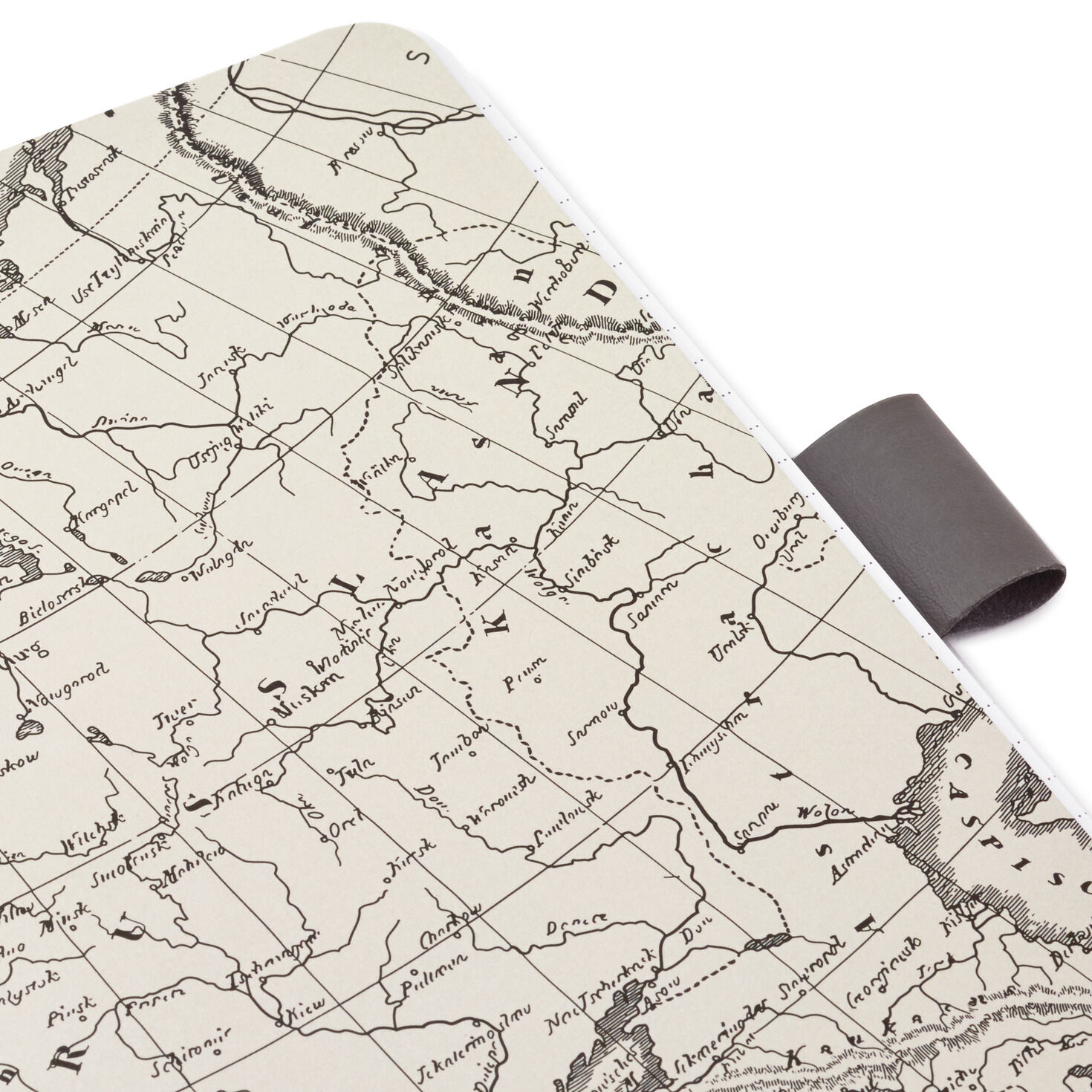 Gray Etched Compass Faux Leather Notebook, , large image number 6