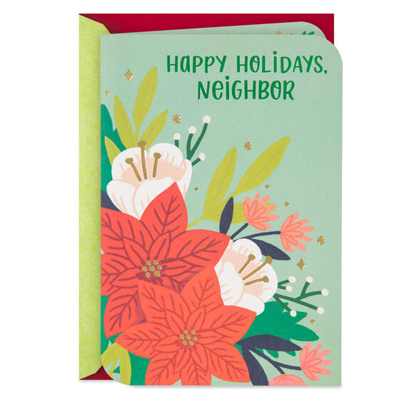 Happy Holidays Flowers Holiday Card for Neighbor, , large image number 1