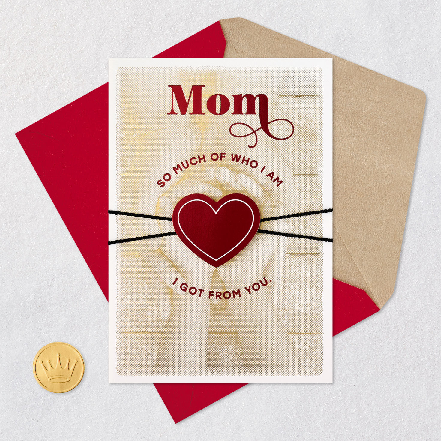 Heart in Hands Mom Valentine's Day Card Card Front with Envelope and Gold Seal image number 7