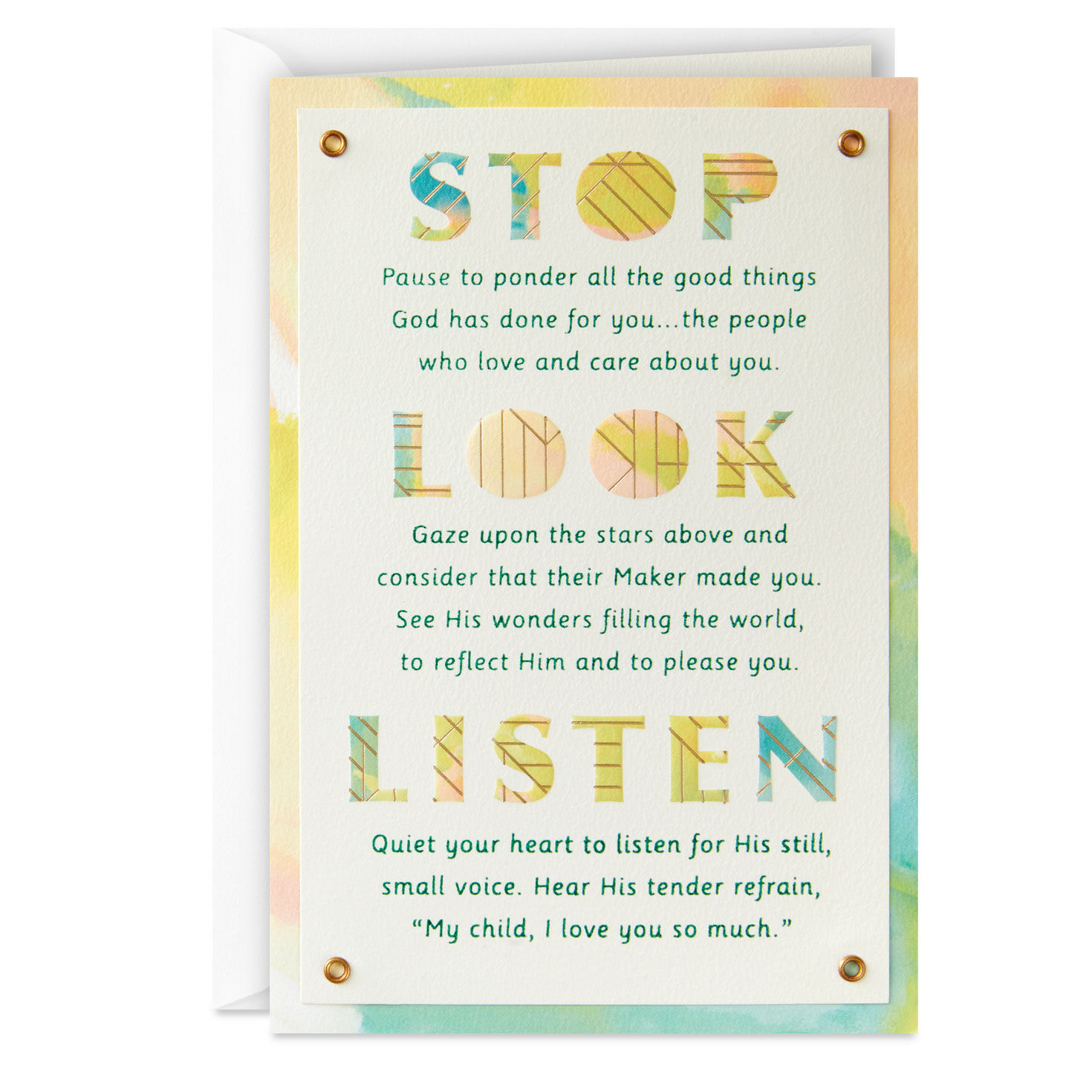 Stop, Look, Listen and Enjoy Religious Birthday Card