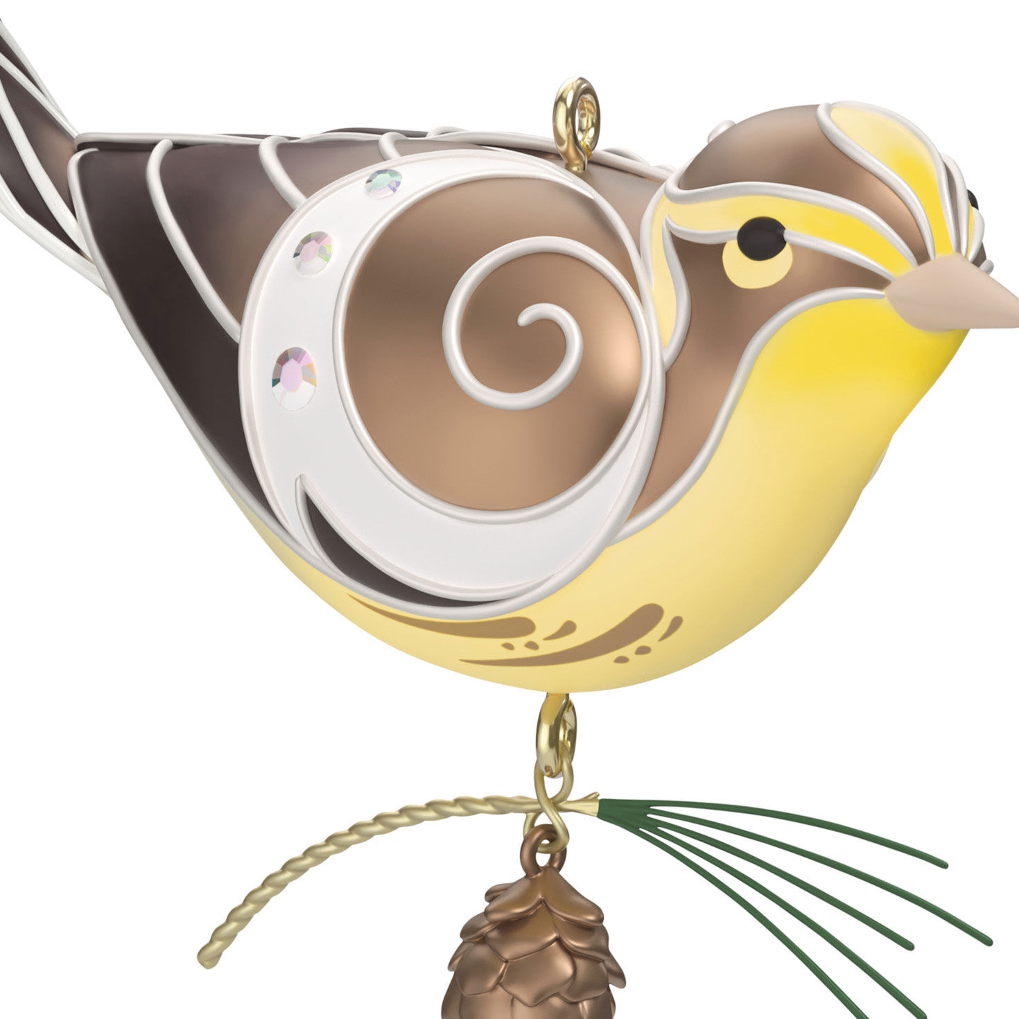 Brown and Yellow Bird Keepsake Ornament closeup view image number 5