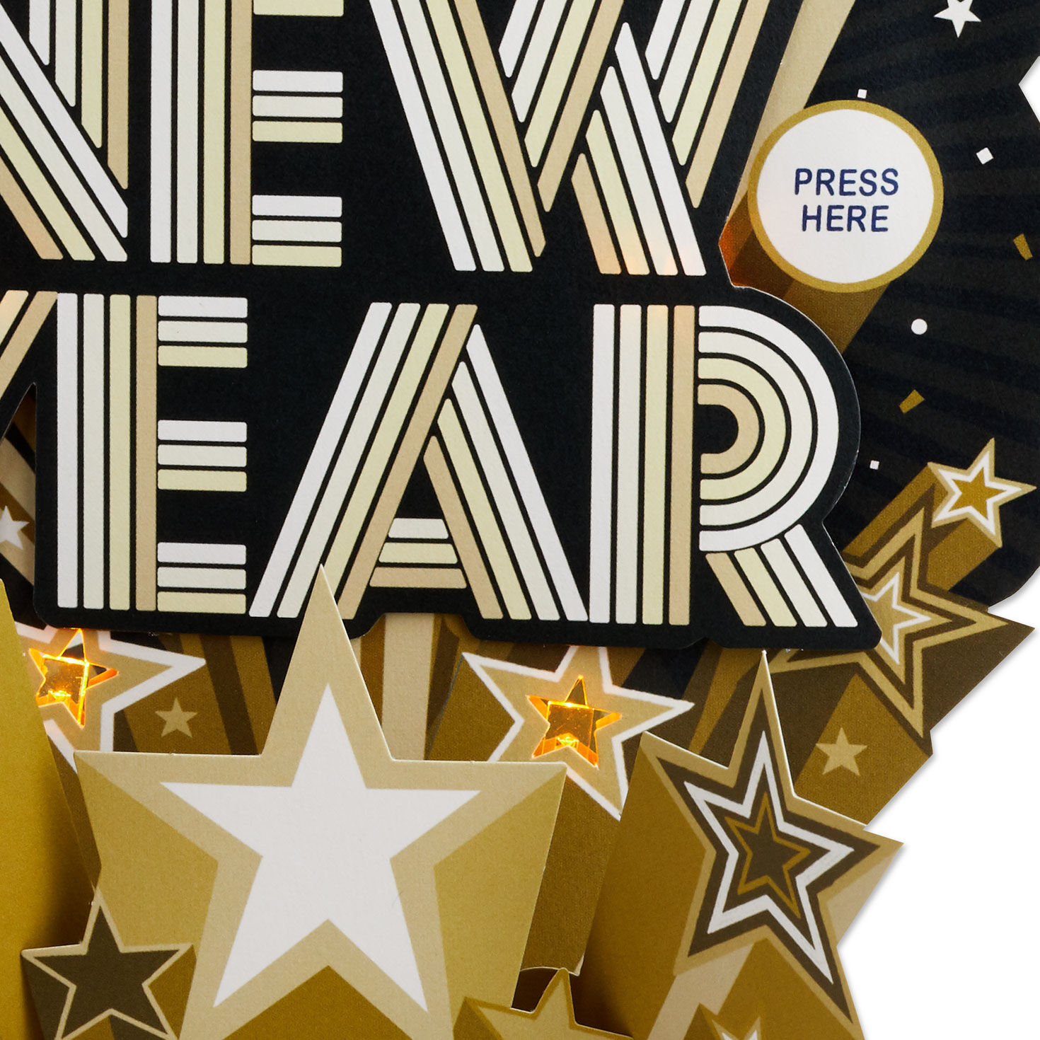 Black and Gold Pop-Up New Year Card Card Front Detail image number 4
