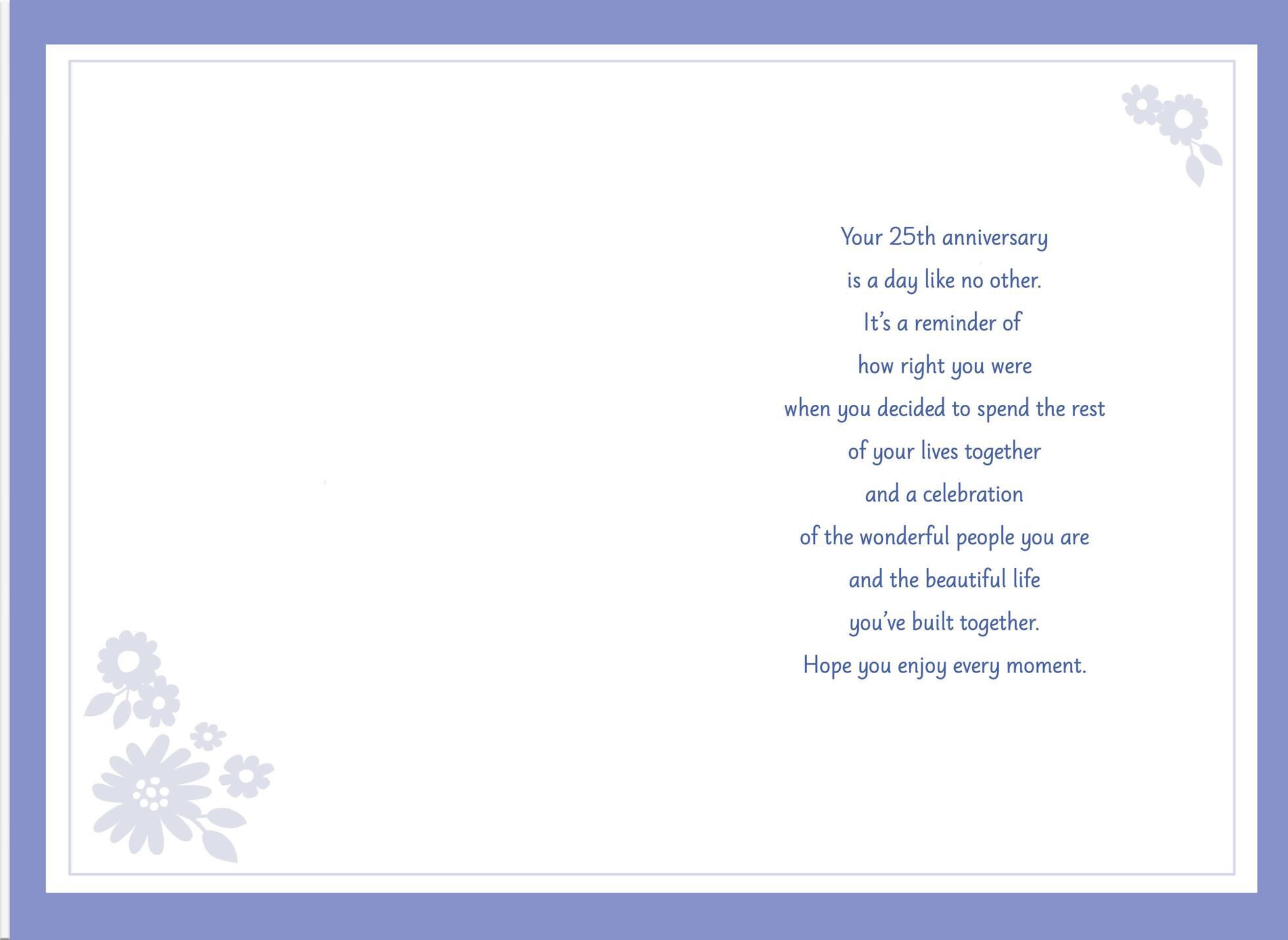 For a Special Couple 25th Anniversary Card