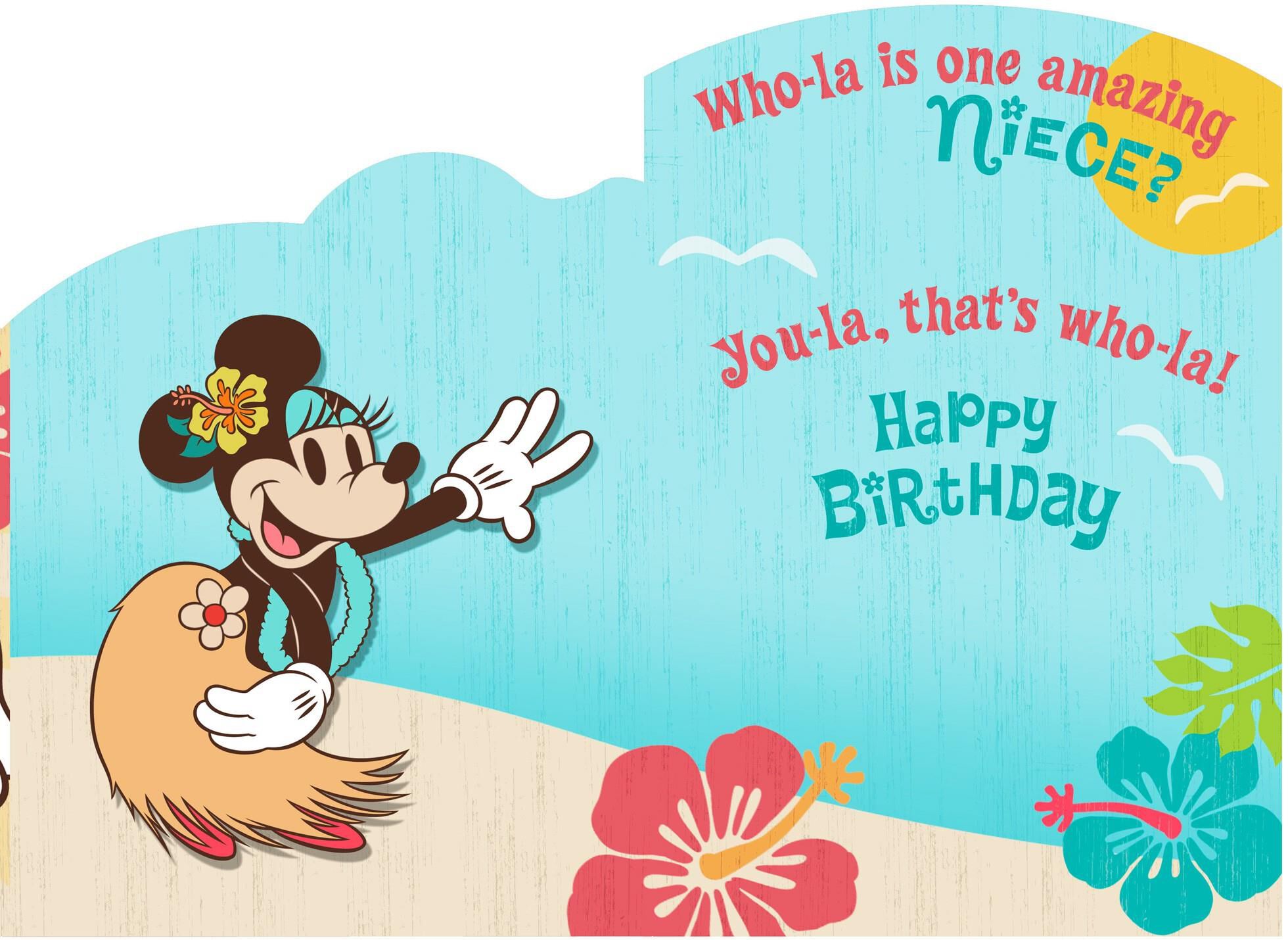 Luau Minnie Mouse Birthday Card for Niece