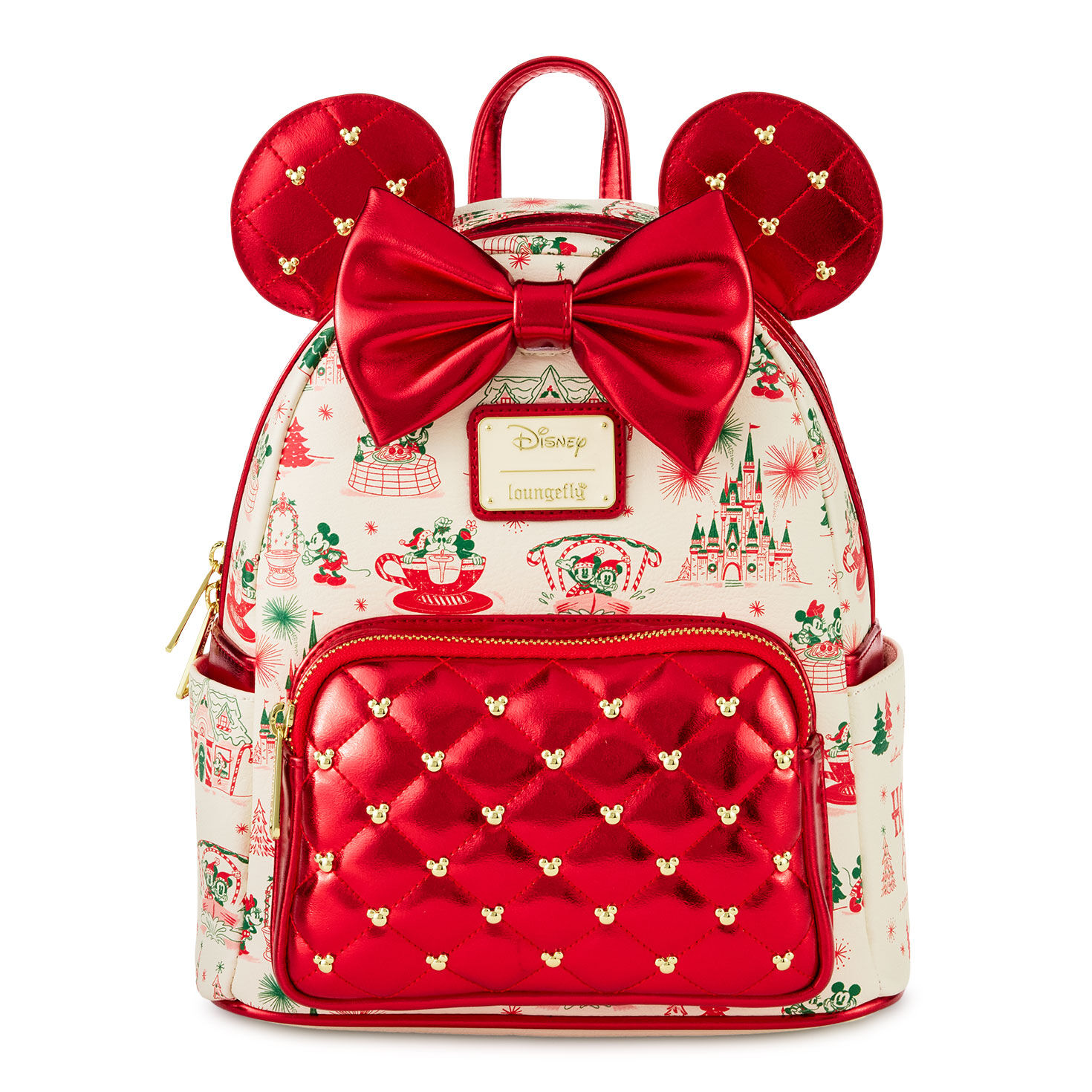 Red Gold Cream Minnie Mouse Backpack Front image number 3