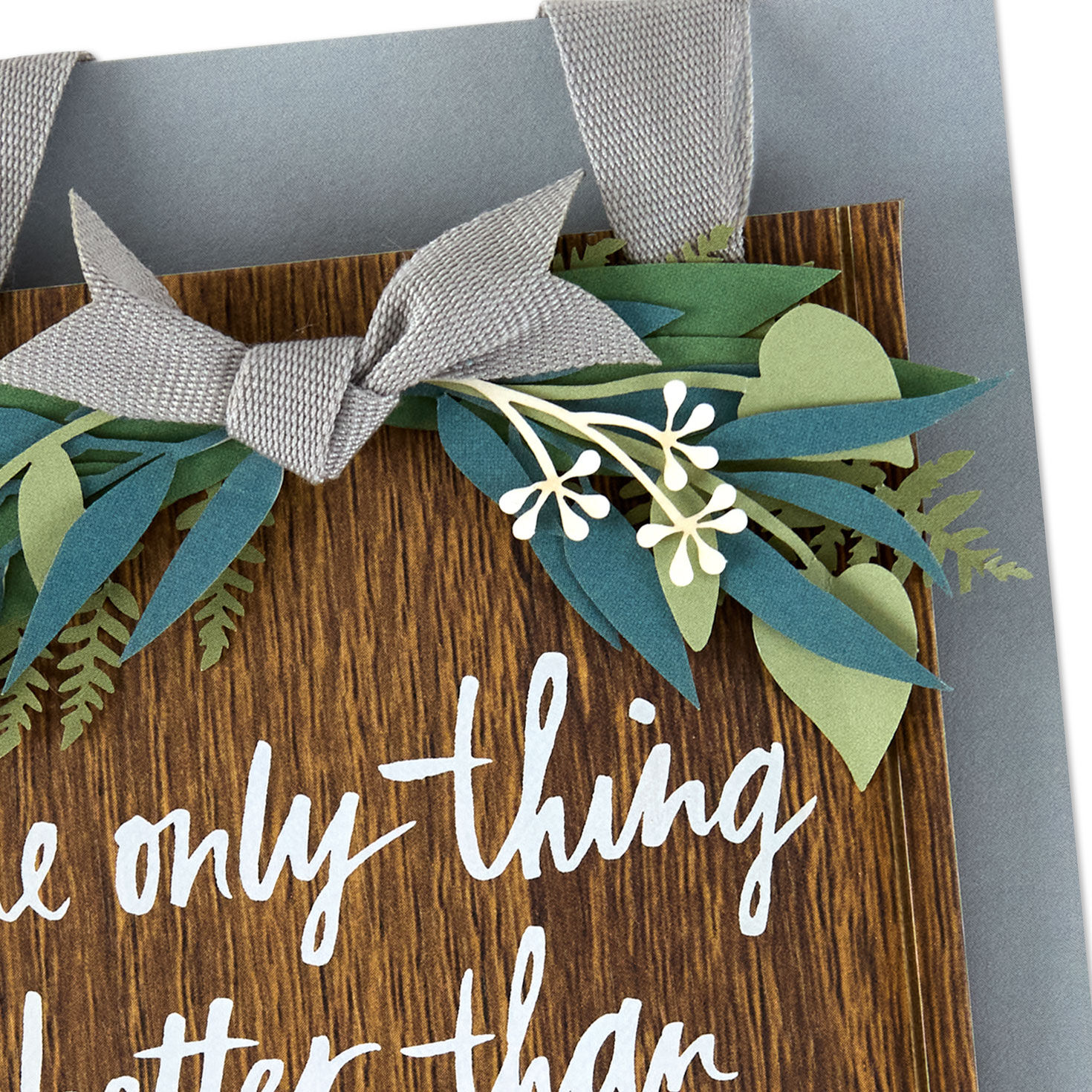 Hanging Wood Sign with Flowers Anniversary Card Card Front Detail image number 4