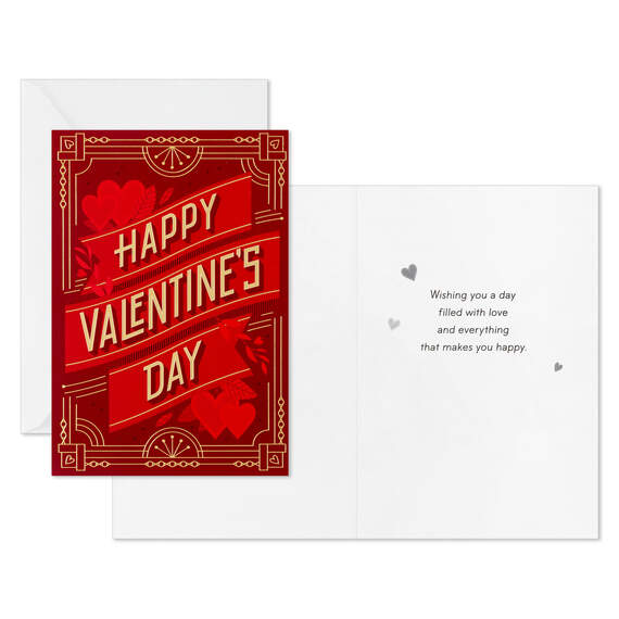 Red Art Deco Valentine's Day Cards, Pack of 40, , large image number 3