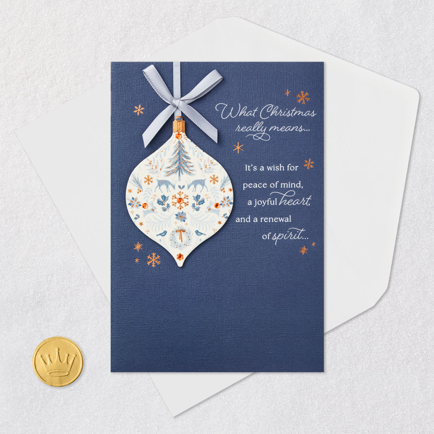 Folk Art Ornament Christmas Card Card Front with Envelope and Gold Seal image number 6