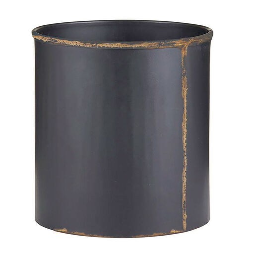 Black Recycled Iron and Brass Crock, 
