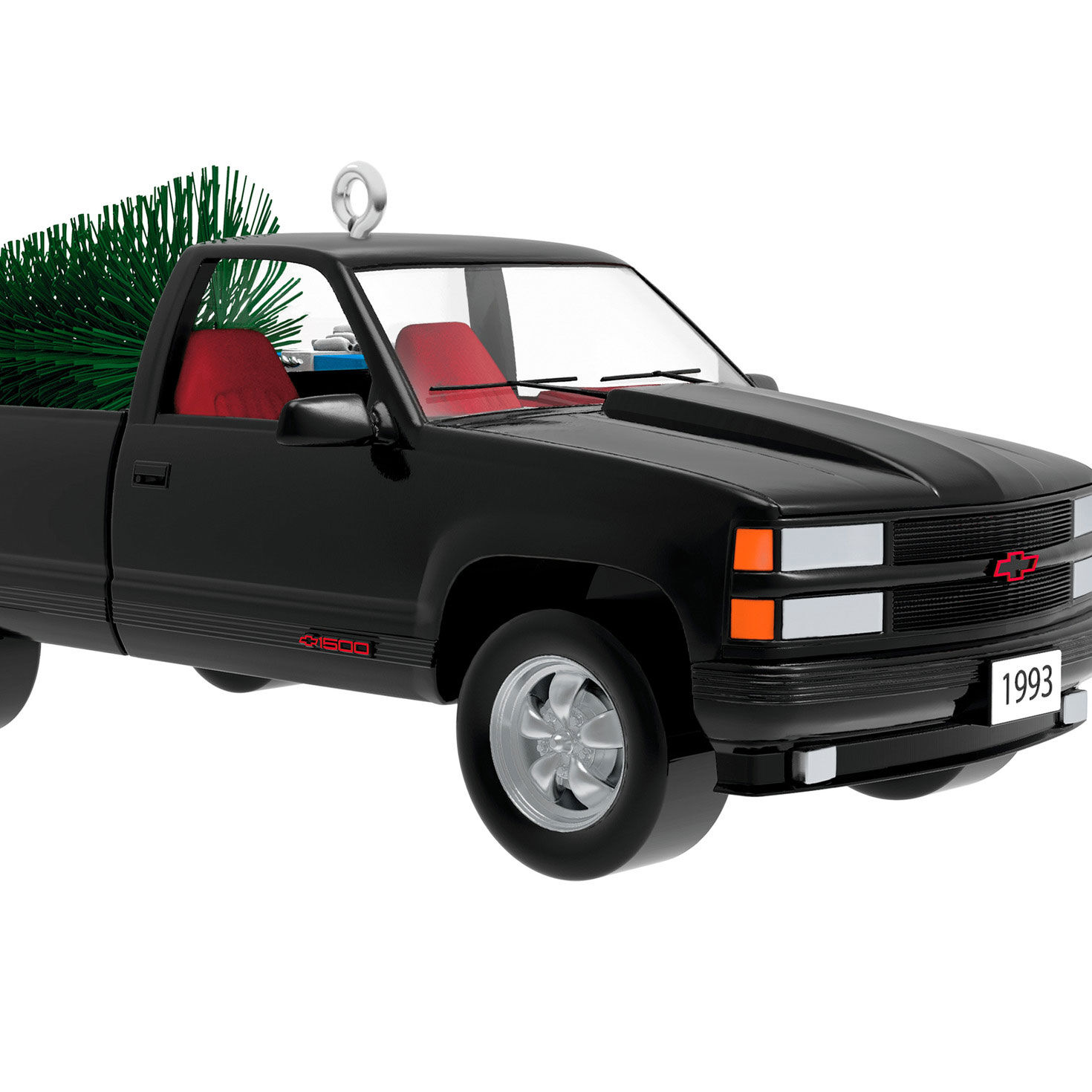 Black Chevy Truck With Tree Keepsake Ornament upclose view image number 5