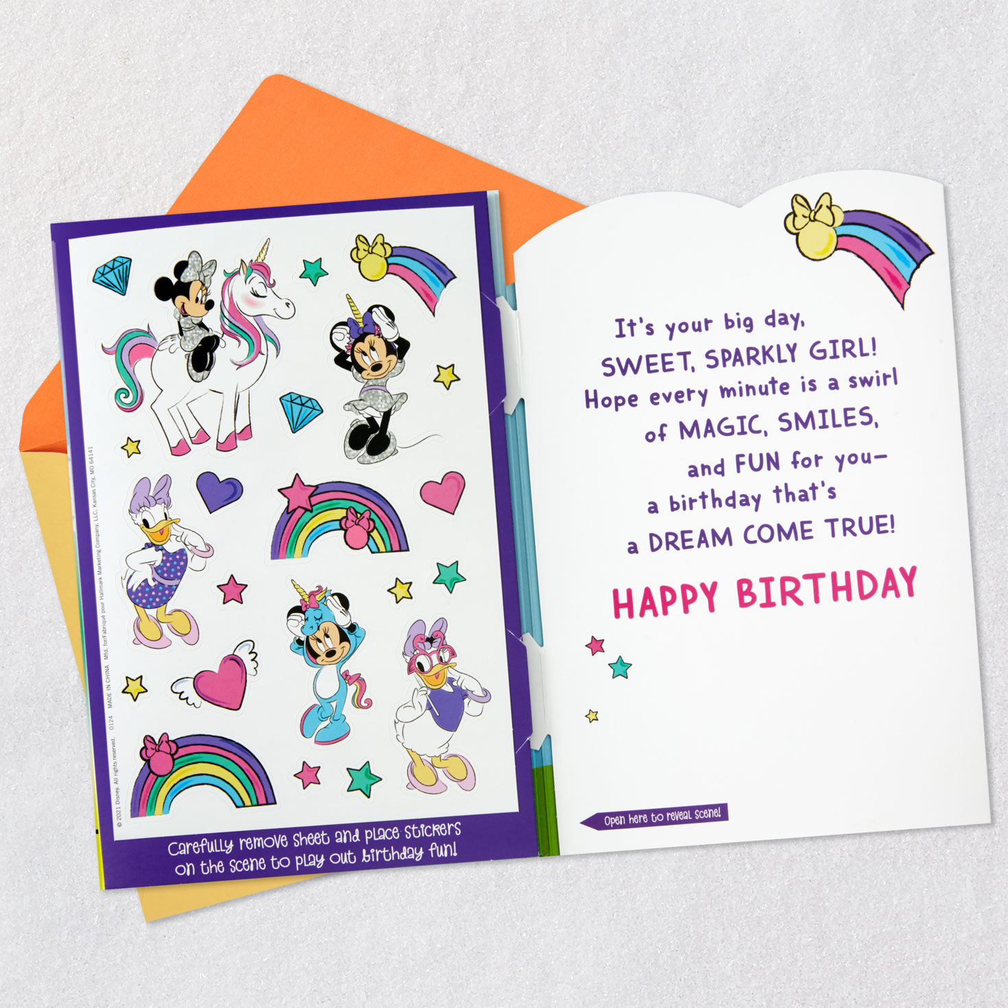 Disney Minnie Mouse Birthday Card for Girls Open card with envelope image number 3