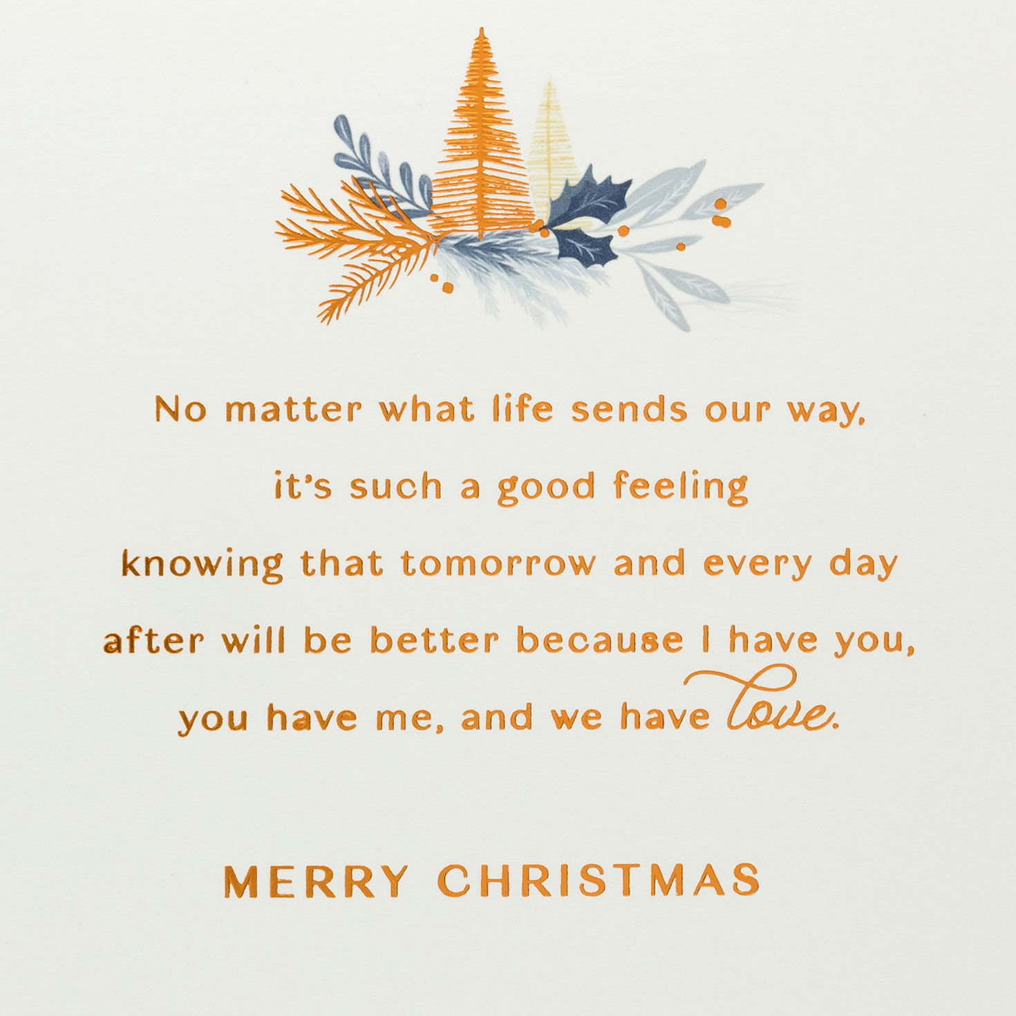 Botanical Wreath on Blue Gray Christmas Card Sentiment image number 2
