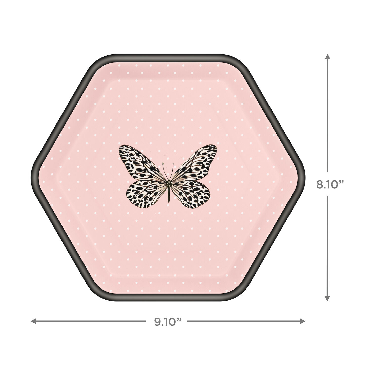 Butterfly on Pink Hexagonal Dessert Plates Set of 8 Party Plates Hallmark